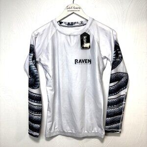 New Raven Fightwear Rash Guard King Cobra Snake Black White Long Sleeve MMA BJJ